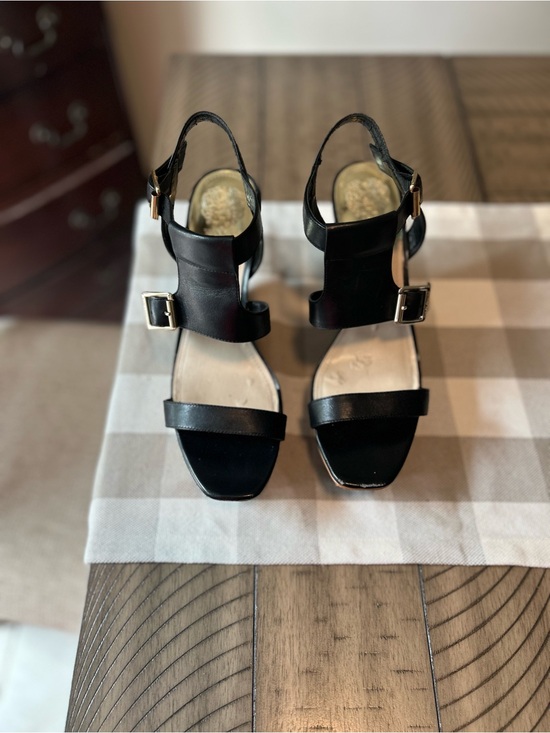 Vince Camuto Shoes - Vince Camuto Black Double Buckle Block Heel Sandals